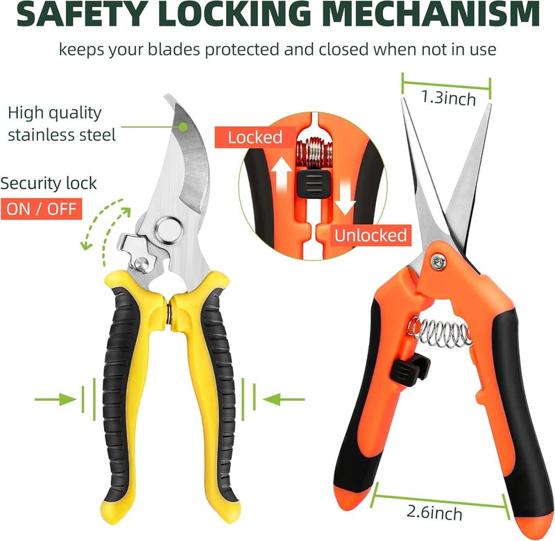 EWPJDK 3 Pack Garden Pruning Shears, Stainless Steel Shears, Gardening Shears, Scissors, Garden Clippers, Pruning Snips, Pruning Shears for Gardening Tools - Image 4
